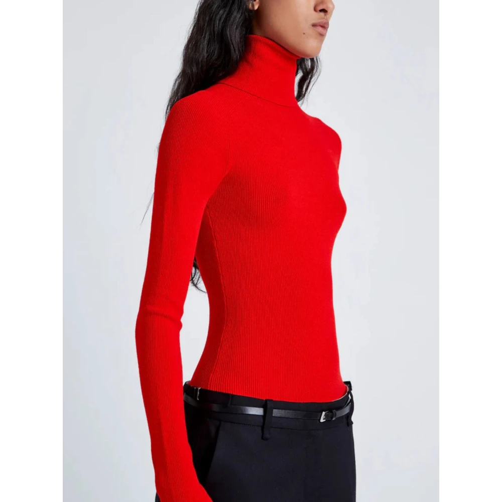 Proenza Schouler Rode Geribbelde Fox Top Red Dames