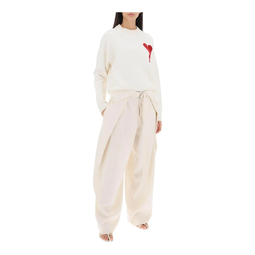 Ami Paris Wijde broek met zwevende panelen White Dames