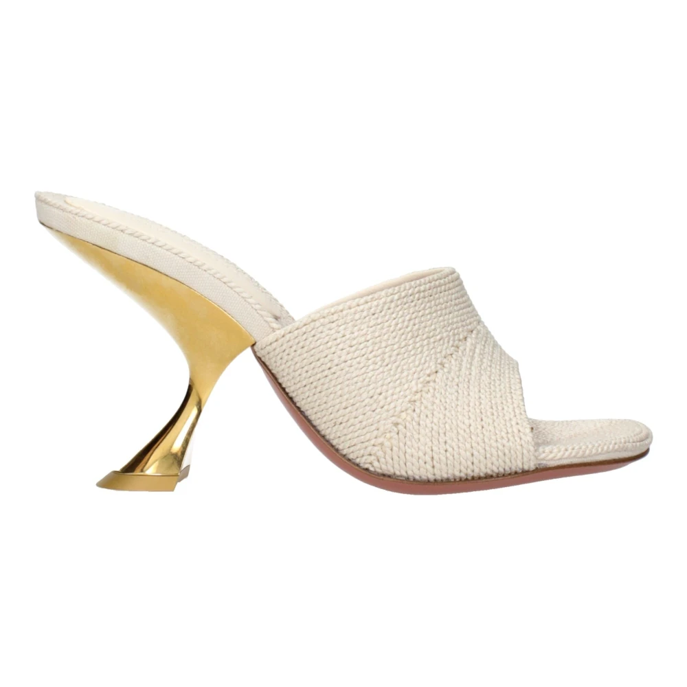 Amina Muaddi Beige Stoffen Slippers Sandalen