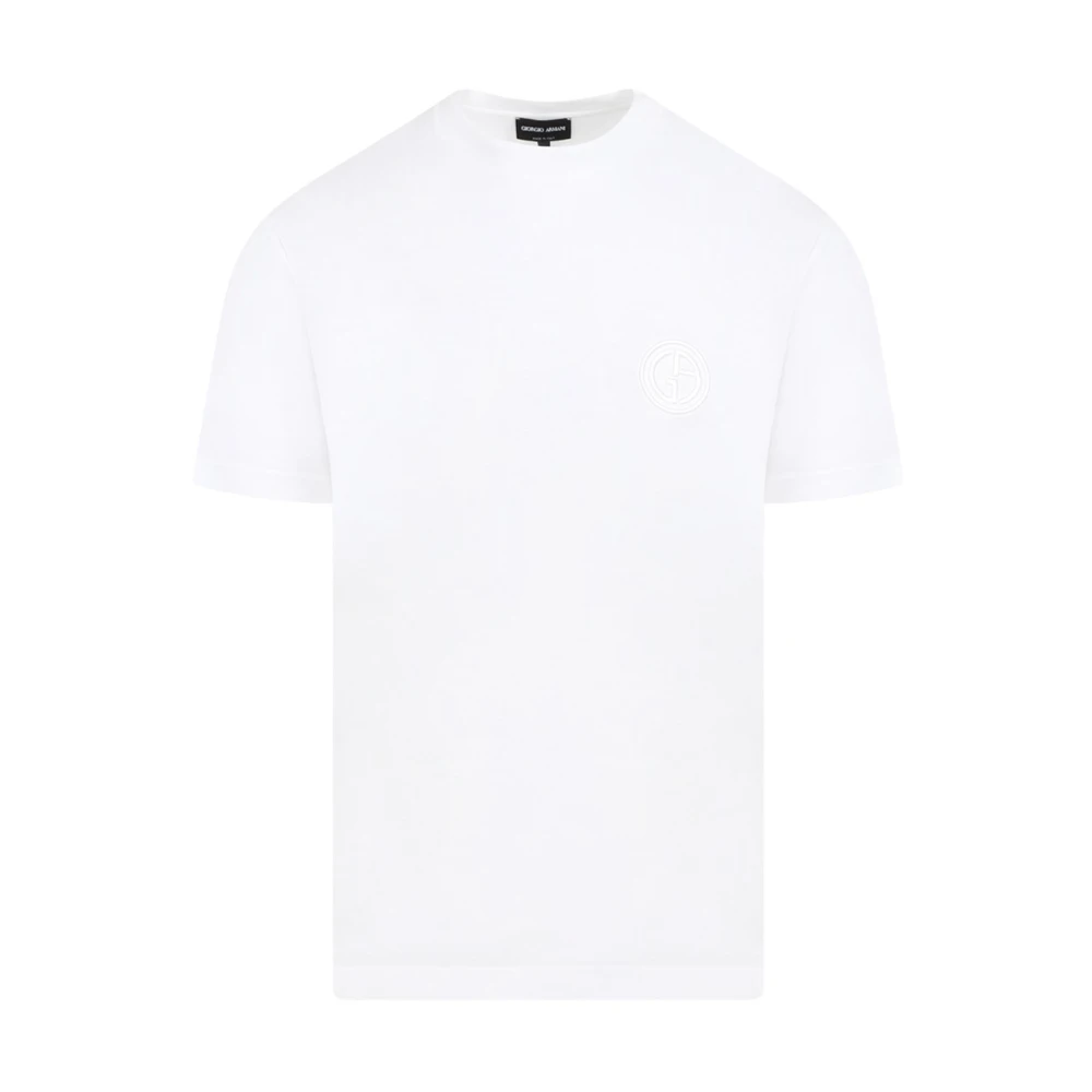 Giorgio Armani Wit Katoenen T-Shirt White Heren