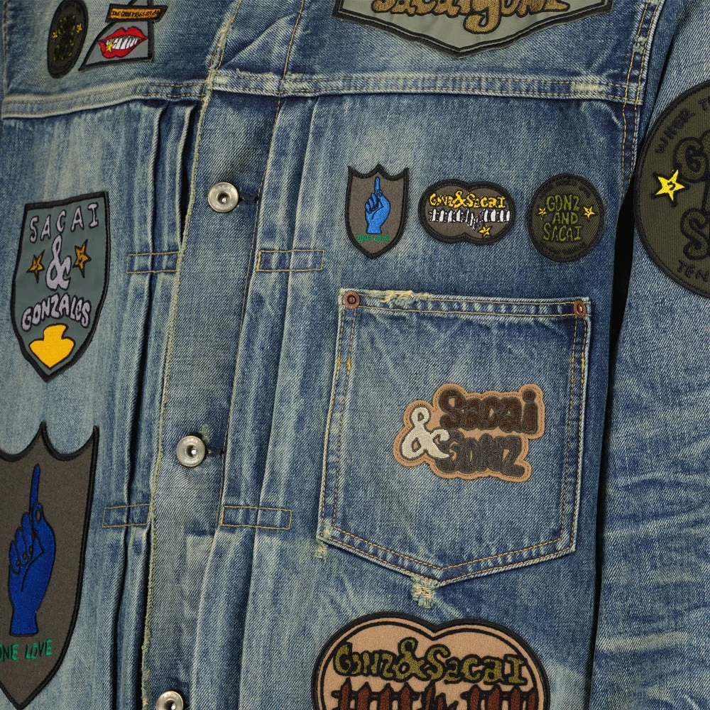 Sacai Patchwork Denim Jack Herfst-Winter 2024 Blue Heren