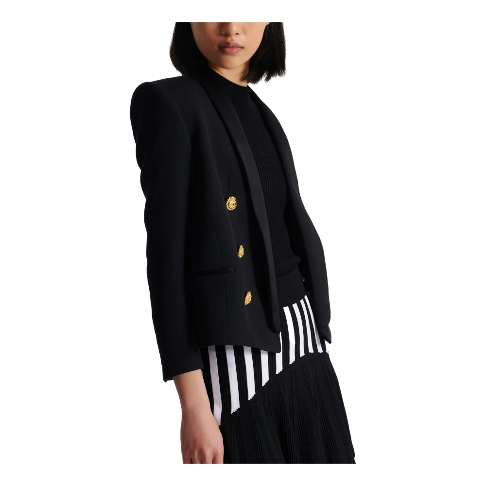 Balmain Rand-tot-rand 6-knoops jas Black Dames