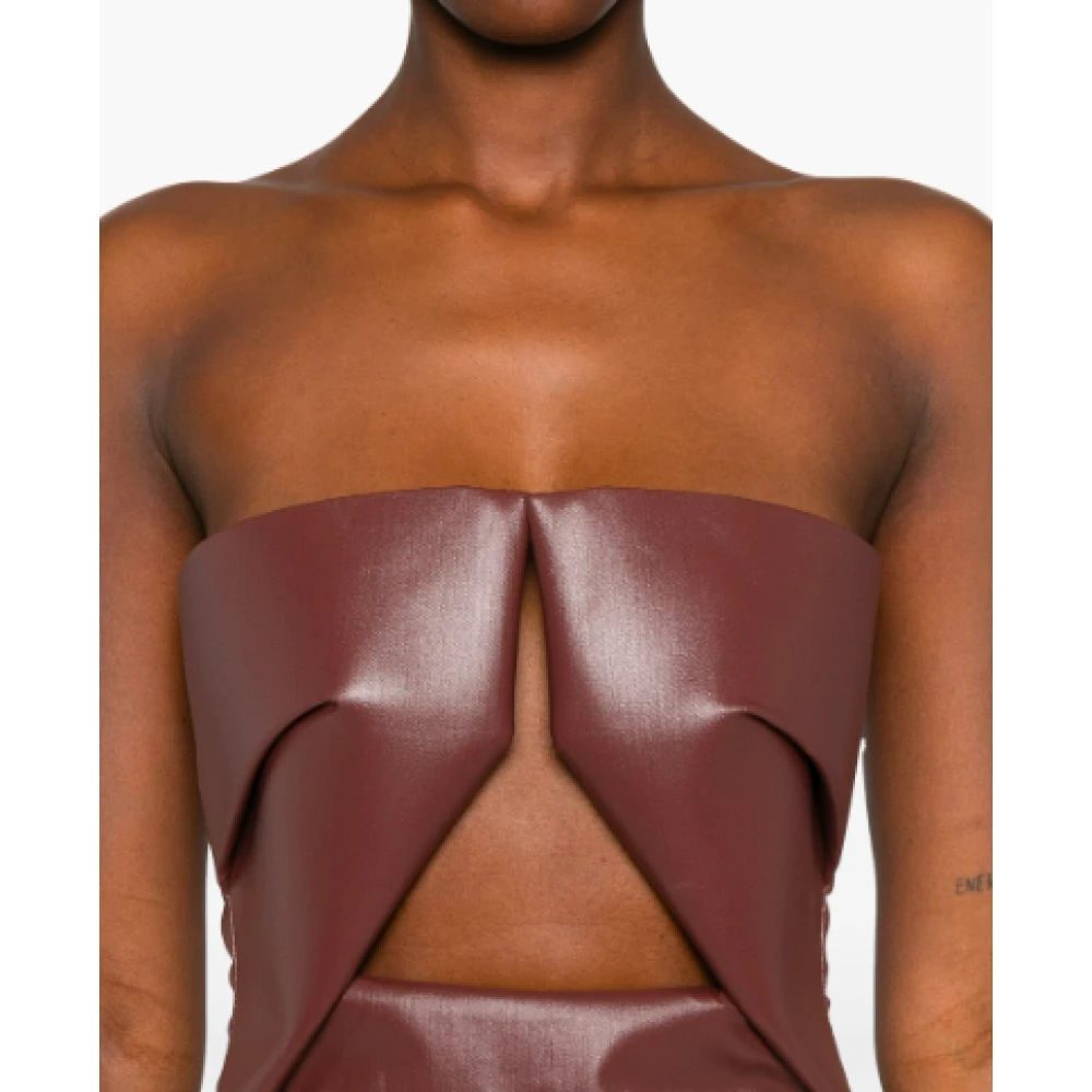 Rick Owens Denim Prong Jurk met Keeldetail Brown Dames