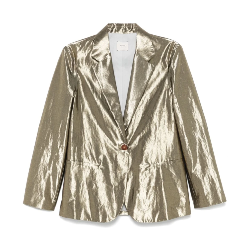 Alysi Blazer Glanzend Goud Beige Dames