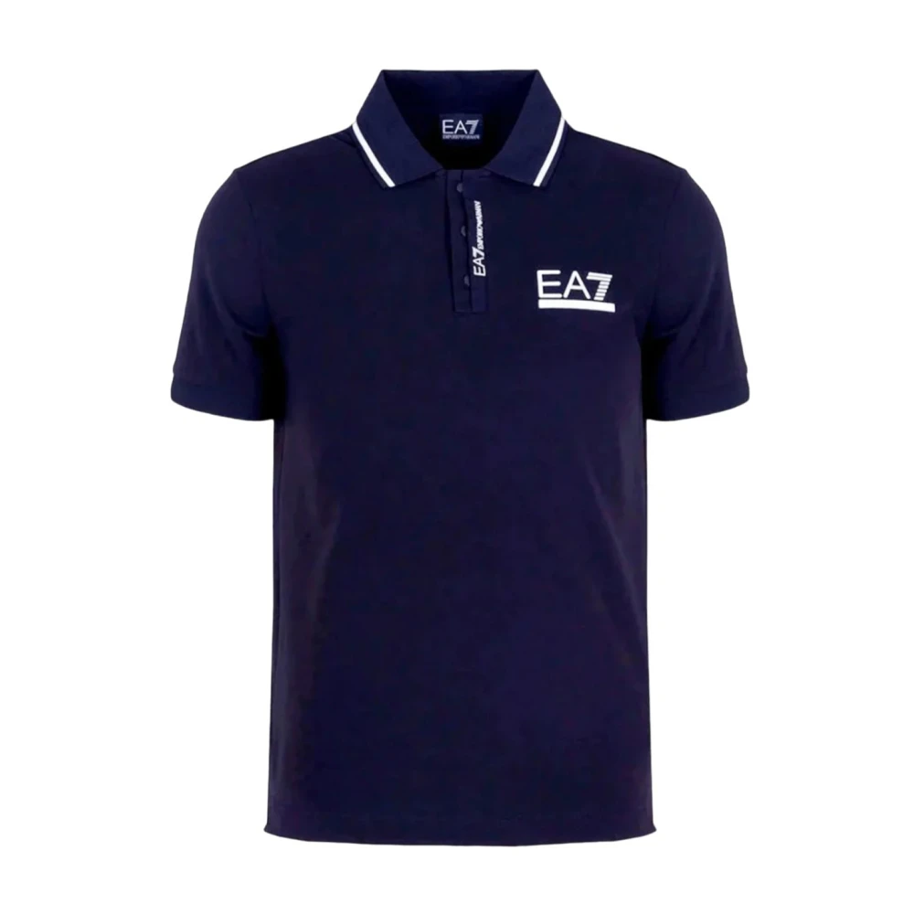 Emporio Armani EA7 Stretch Piqué Polo Shirt Blue Heren