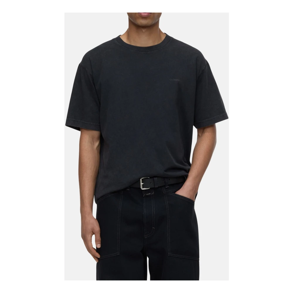 closed Stone Washed Logo Print Jersey T-shirt Black Heren