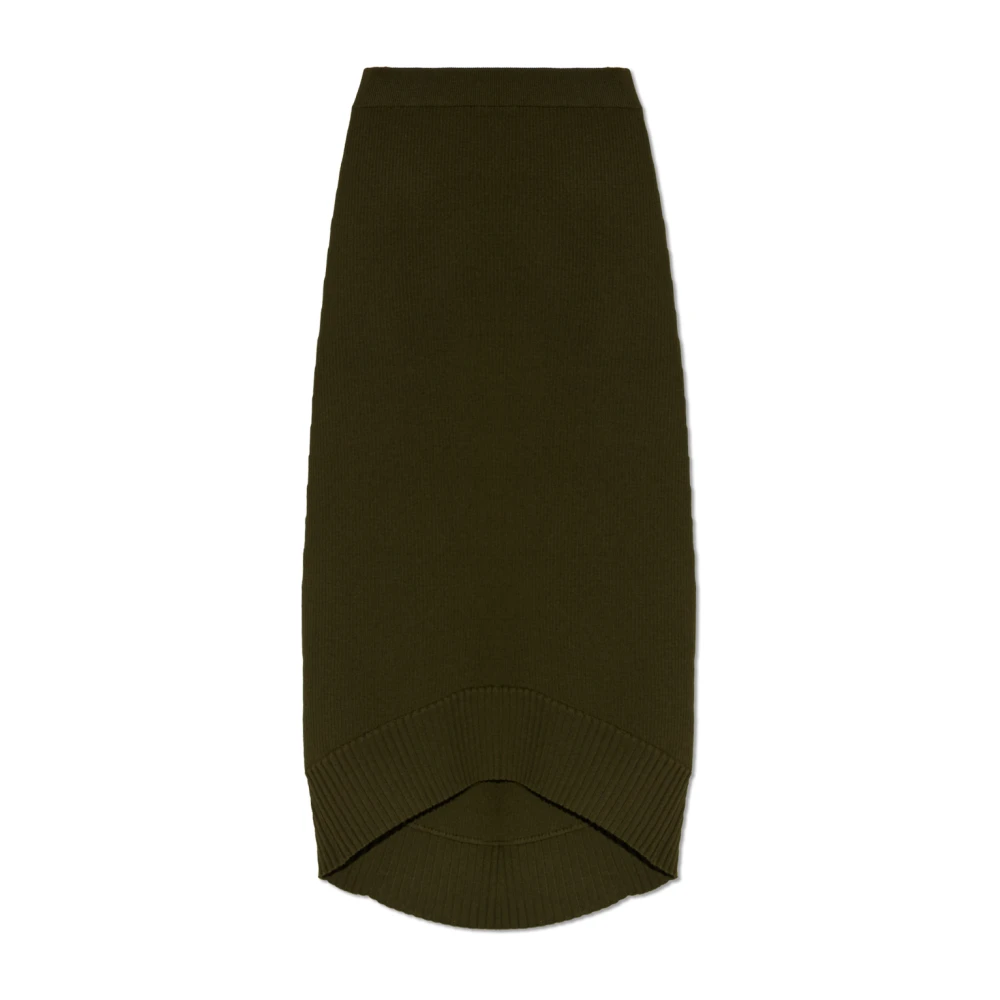 Victoria Beckham Ribbed-Knit Wool Midi Skirt - Female - Midi Skirts - Green - S - Skirts