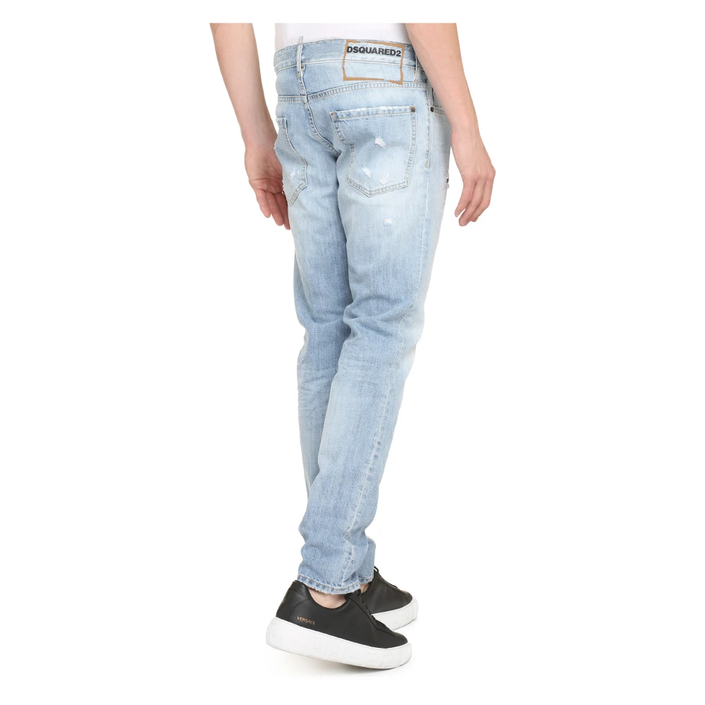 Dsquared2 Gedistresseerde katoenen jeans met aangepaste klinknagels Blue Heren