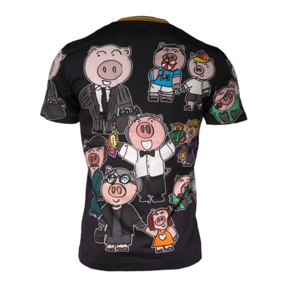 Dolce & Gabbana Zwarte Katoenen Crew Neck T-shirt Black Heren