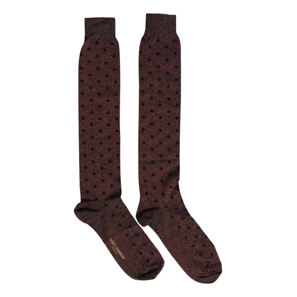 Dolce & Gabbana Brown Polka Dot Over The Calf Accessory Socks - Female - Socks - Brown - One Size - Underwear - Image 1