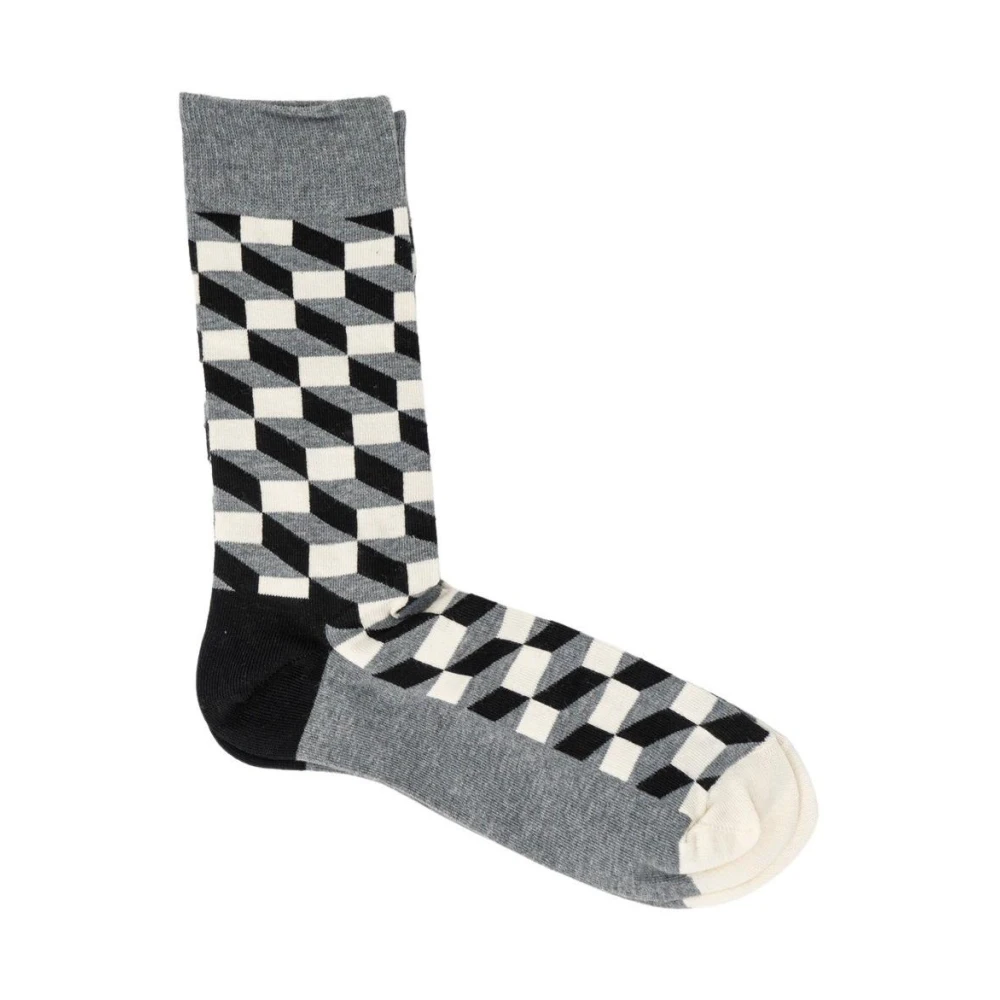 Happy Socks Geometrische Crew Sokken Optische Illusie Stijl Multicolor