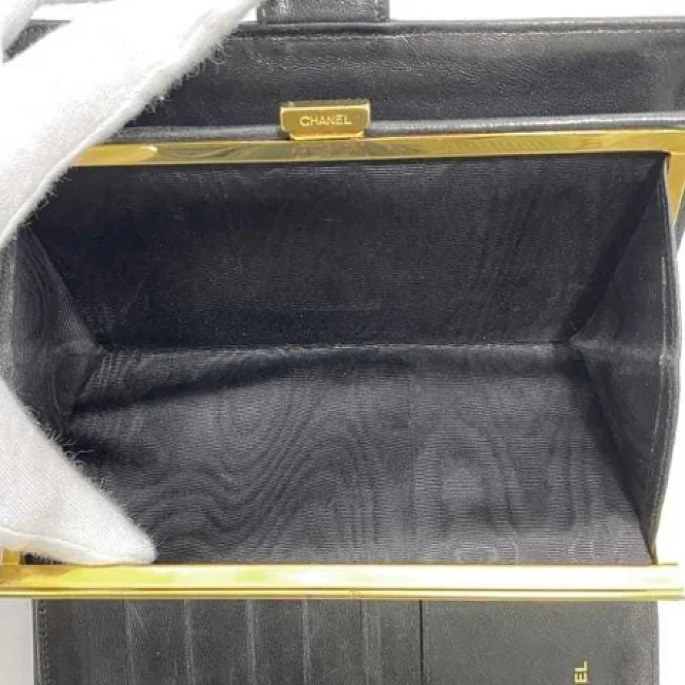 Chanel Vintage Pre-owned Leather wallets Black Dames