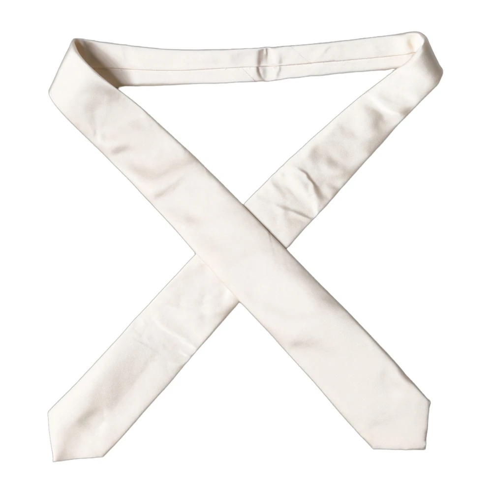 Dolce & Gabbana Women's White Ties, One Size, Satin Silk Adjustable Tied Necktie