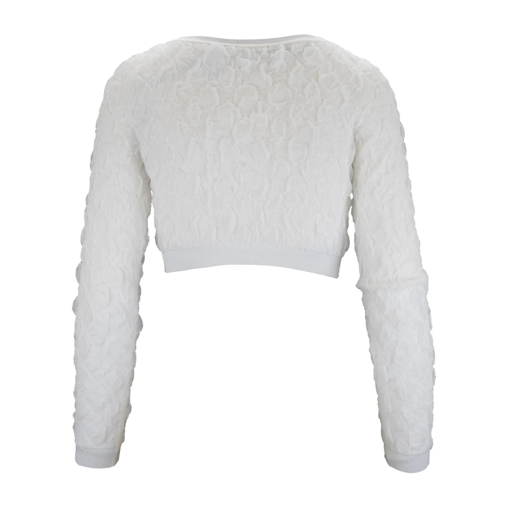 Elisabetta Franchi Gebreide Cropped Top met Gouden Ketting White Dames