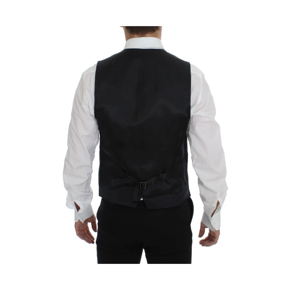 Dolce & Gabbana Grijs Gestreepte Jurk Vest Gray Heren