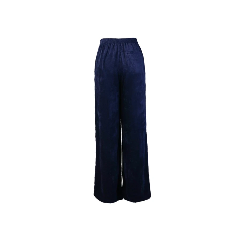 Forte Mat Corduroy Wide Leg Broek Blue Dames
