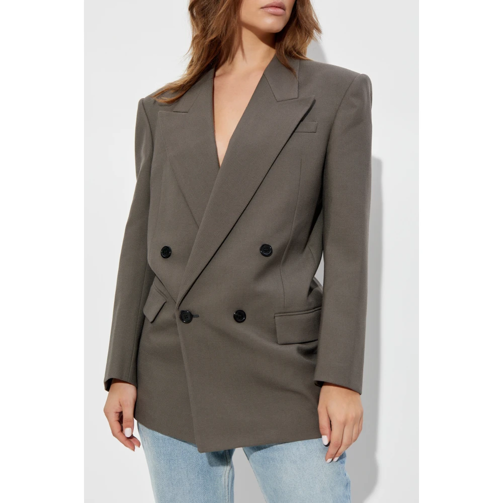 Saint Laurent Double-breasted Blazer Gray Dames