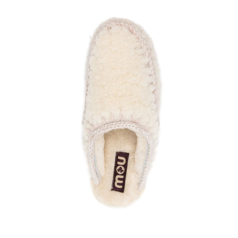 Mou Witte Shearling Muiltjes White Dames