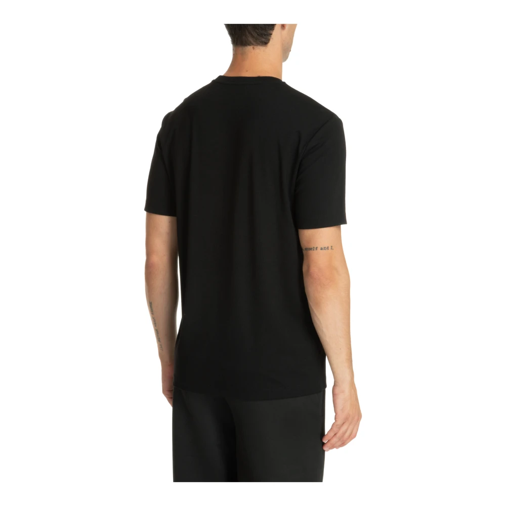 Emporio Armani EA7 Effen Logo Geborduurd T-shirt Black Heren