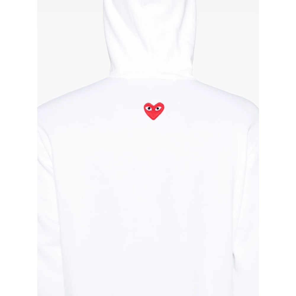 Comme des Garçons Play Rode Gebreide Sweatshirt Embleem White Heren