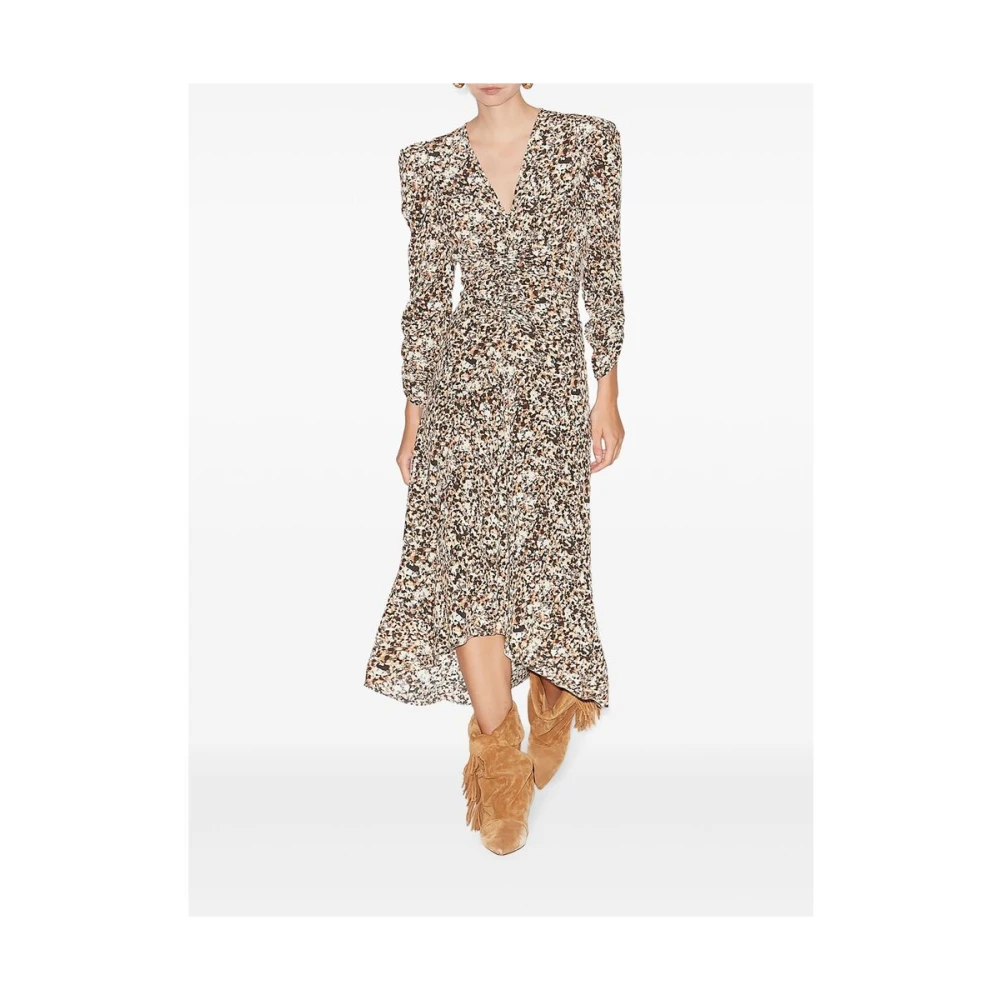 Isabel marant Luipaardprint V-hals Jurk Brown Dames