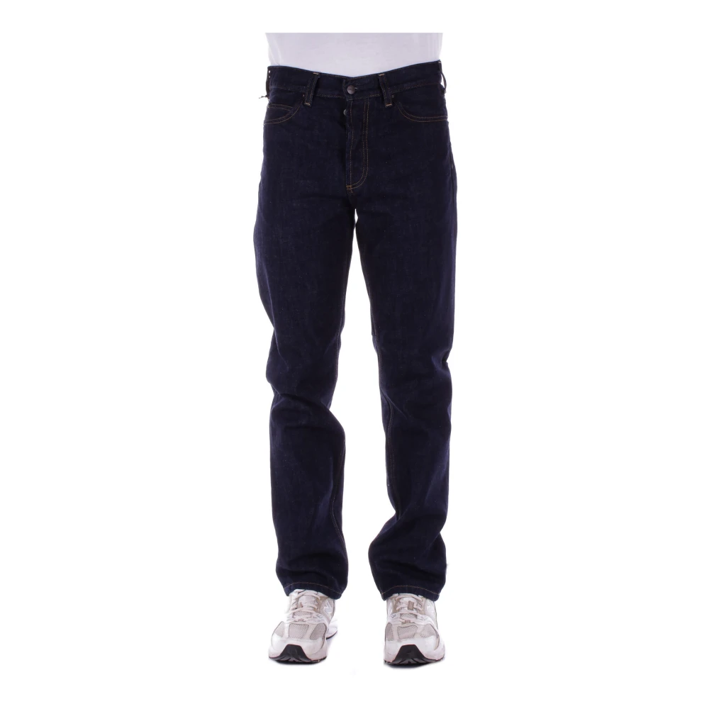 Carhartt WIP Logo Jeans met knoopsluiting Black Heren