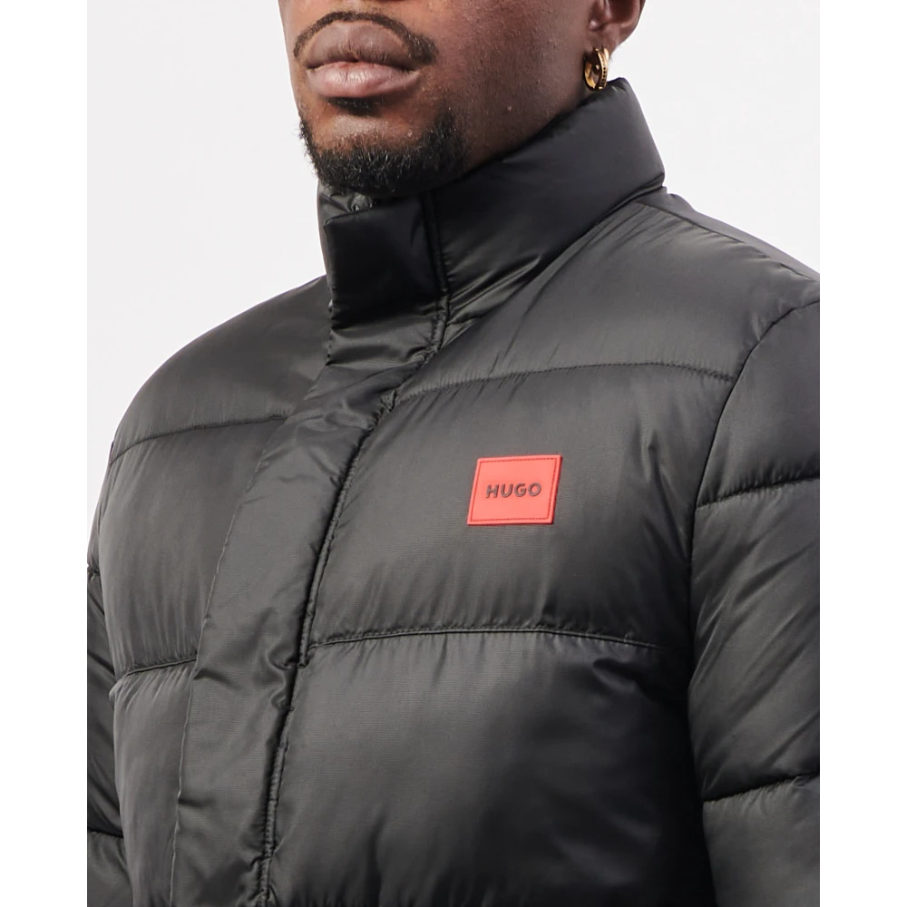 Hugo Boss Zwarte gewatteerde waterafstotende jas Black Heren