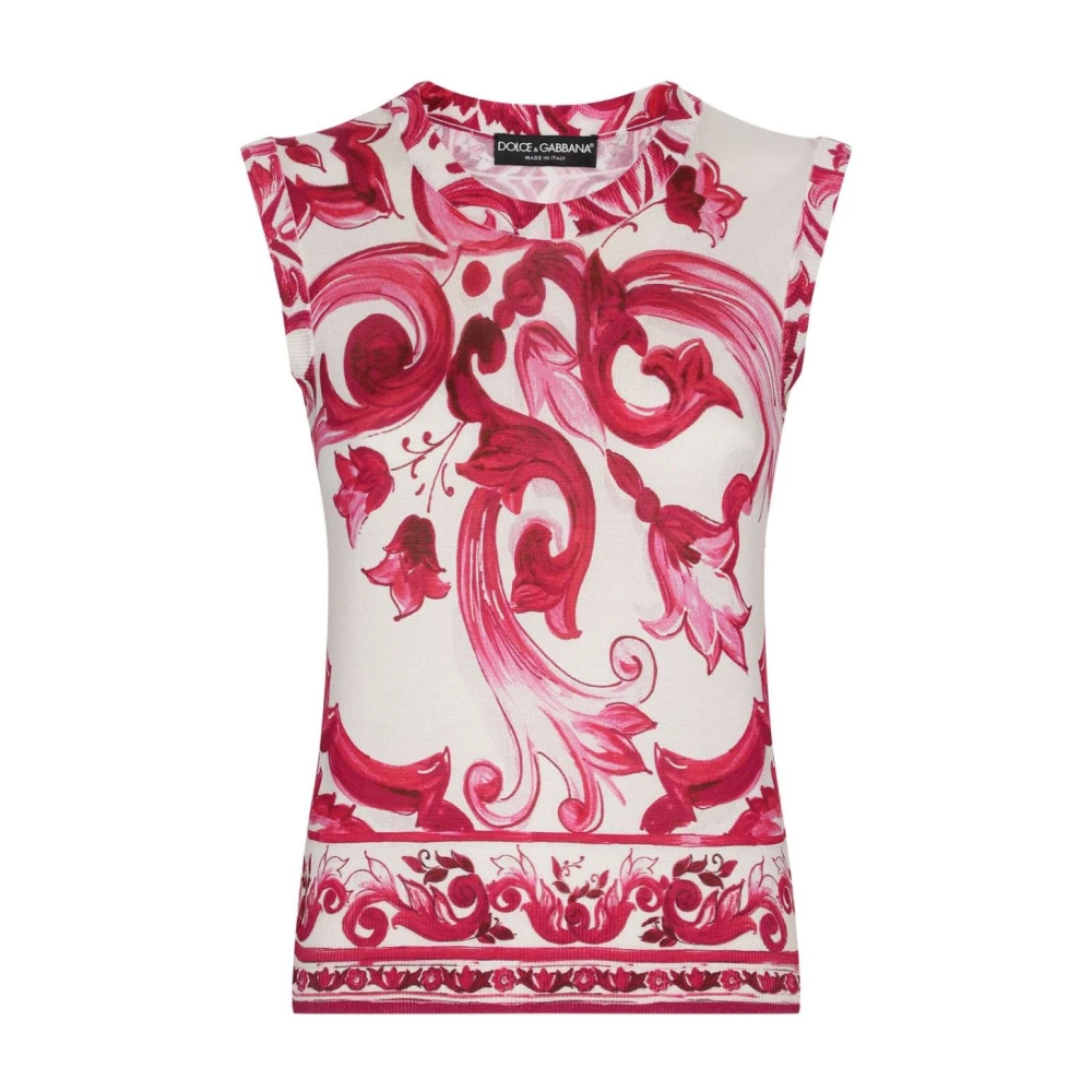 Dolce & Gabbana Canotta Mouwloze Top voor Vrouwen Pink Dames