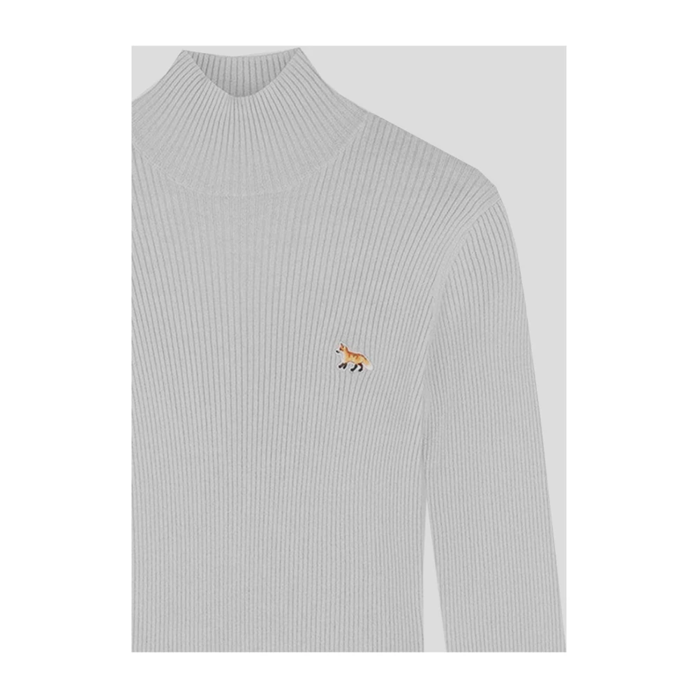 Maison Kitsuné Wol en Katoen Fox Gebreid Gray Dames