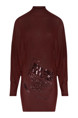 Bordeaux Tulle Paljettklänning AW25