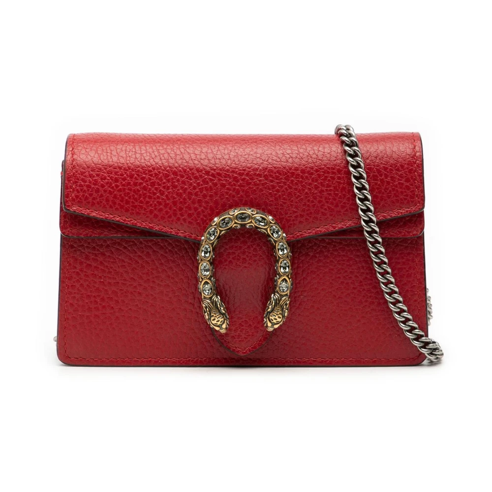 Gucci Vintage Women's Red Vintage Cross Body Bags, One Size, Pre-Owned Chain Wallet