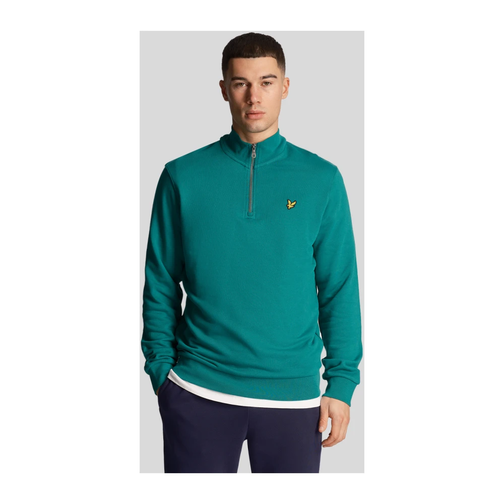 Lyle & Scott Loopback Quarter Zip Sweatshirt Green Heren