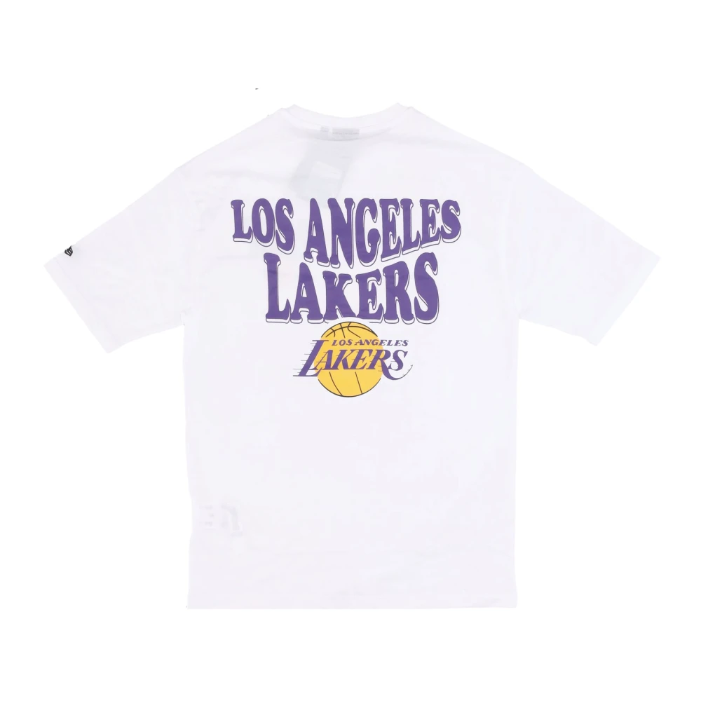 new era NBA Script Lakers Tee Wit Paars White Heren