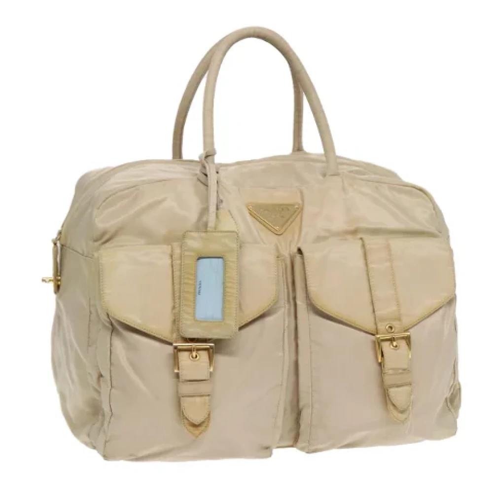 Prada Vintage Pre-owned Nylon handbags Beige Dames
