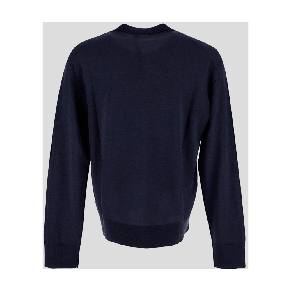Laneus Wol Crewneck Gebreid Blue Heren
