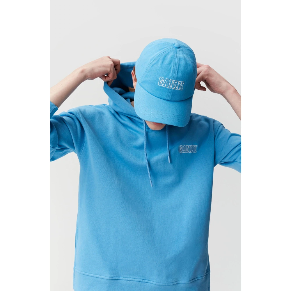 Ganni Azure Blue Cotton Baseball Cap Blue Dames