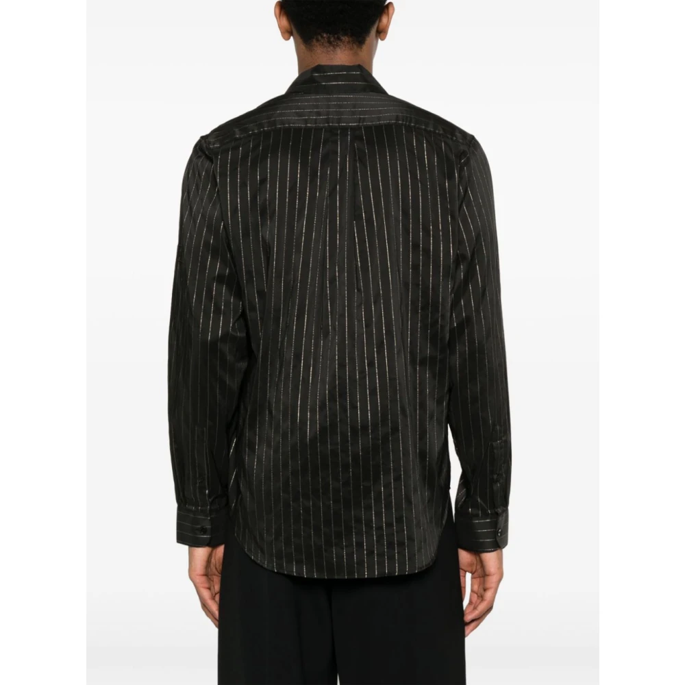 Martine Rose Gestreept Langarmshirt met Gouden Strepen Black Heren