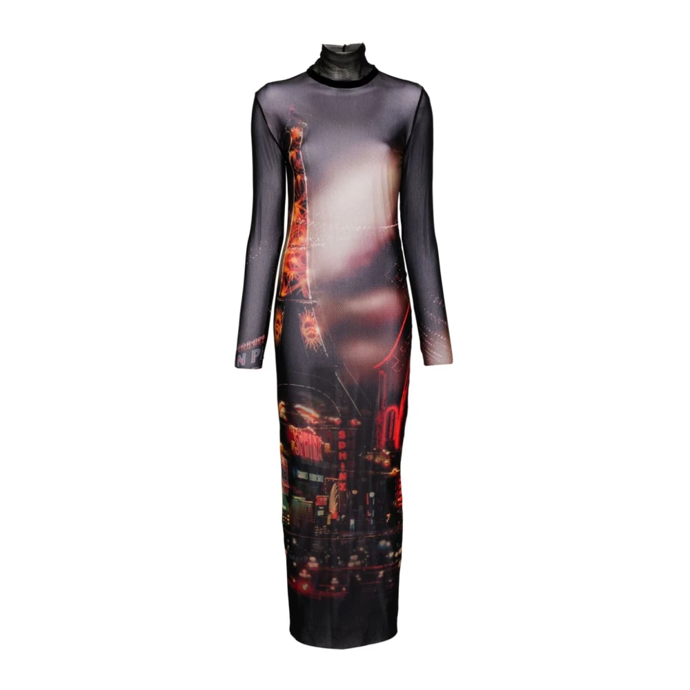 Jean Paul Gaultier Stadsprint Lange Mouw Jurk Multicolor Dames