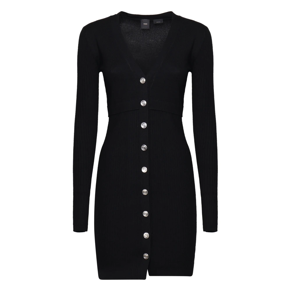 pinko Zwarte Cardigan Jurk met Knoopsluiting Black Dames