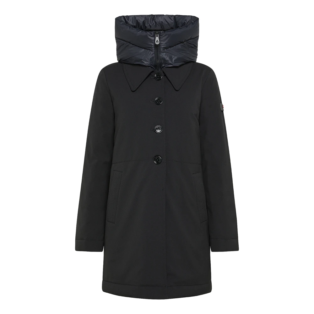 Peuterey Zwarte Parka Jas met Capuchon Black Dames