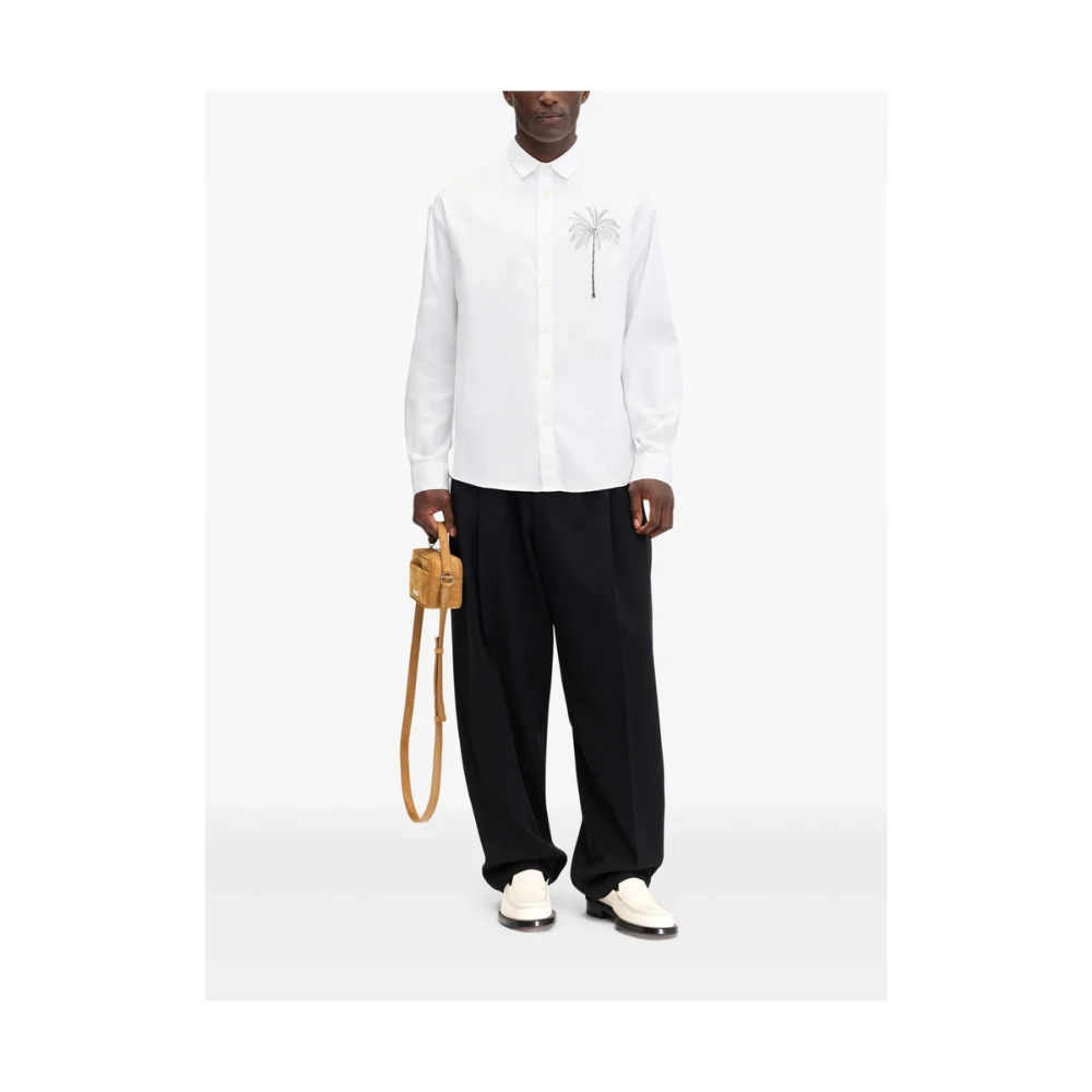 Jacquemus Witte Grafische Print Knoopshirt White Heren