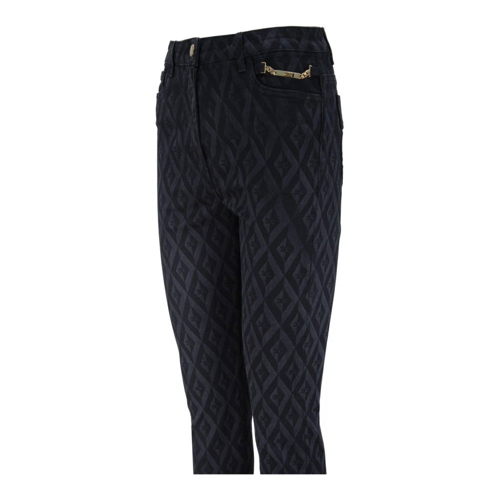 Elisabetta Franchi Gouden knoop rits dames jeans Black Dames