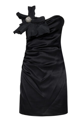black-silk-floral-applique-dress
