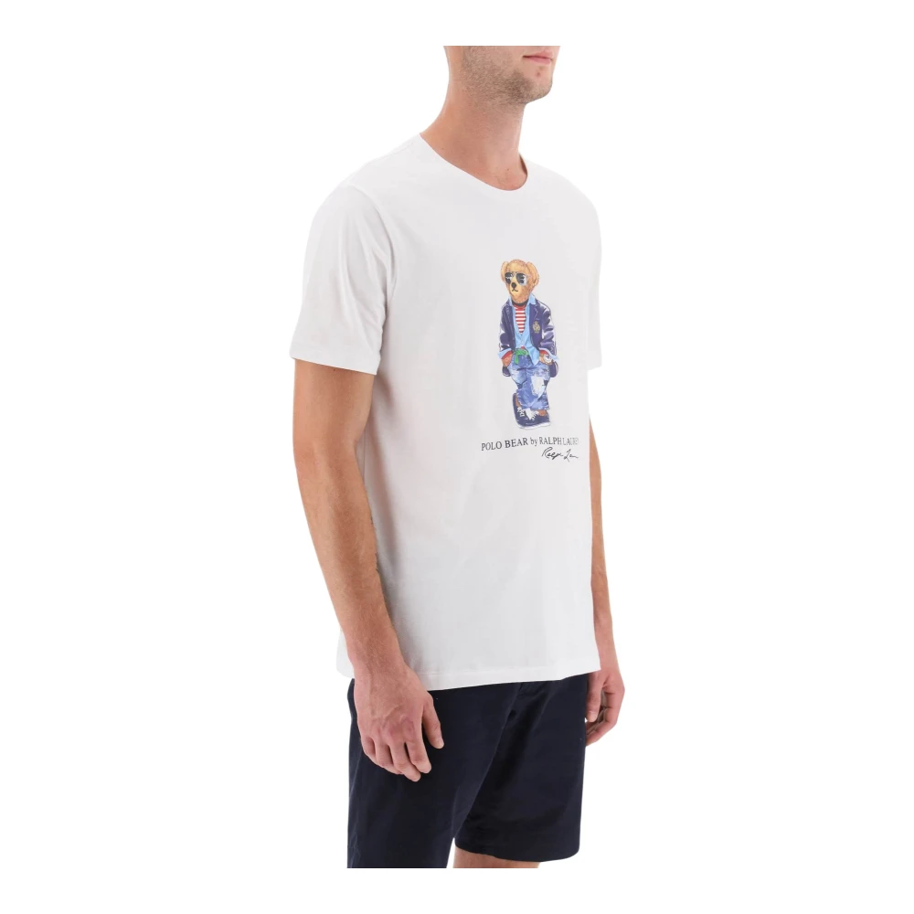 Polo Ralph Lauren Slim Fit Polo Bear Print T-Shirt White Heren
