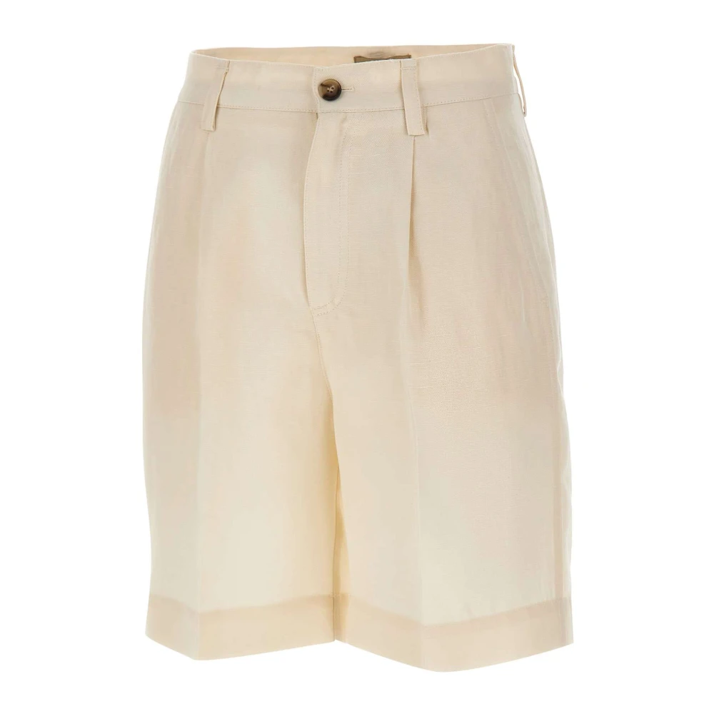 Woolrich White Casual Shorts, Female, W28, Lyocell Linen Shorts