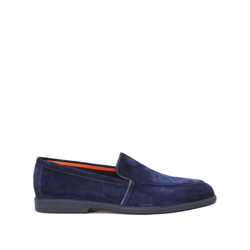 Santoni Men's Blue Loafers, 9 Uk, Classic Leather Loafers