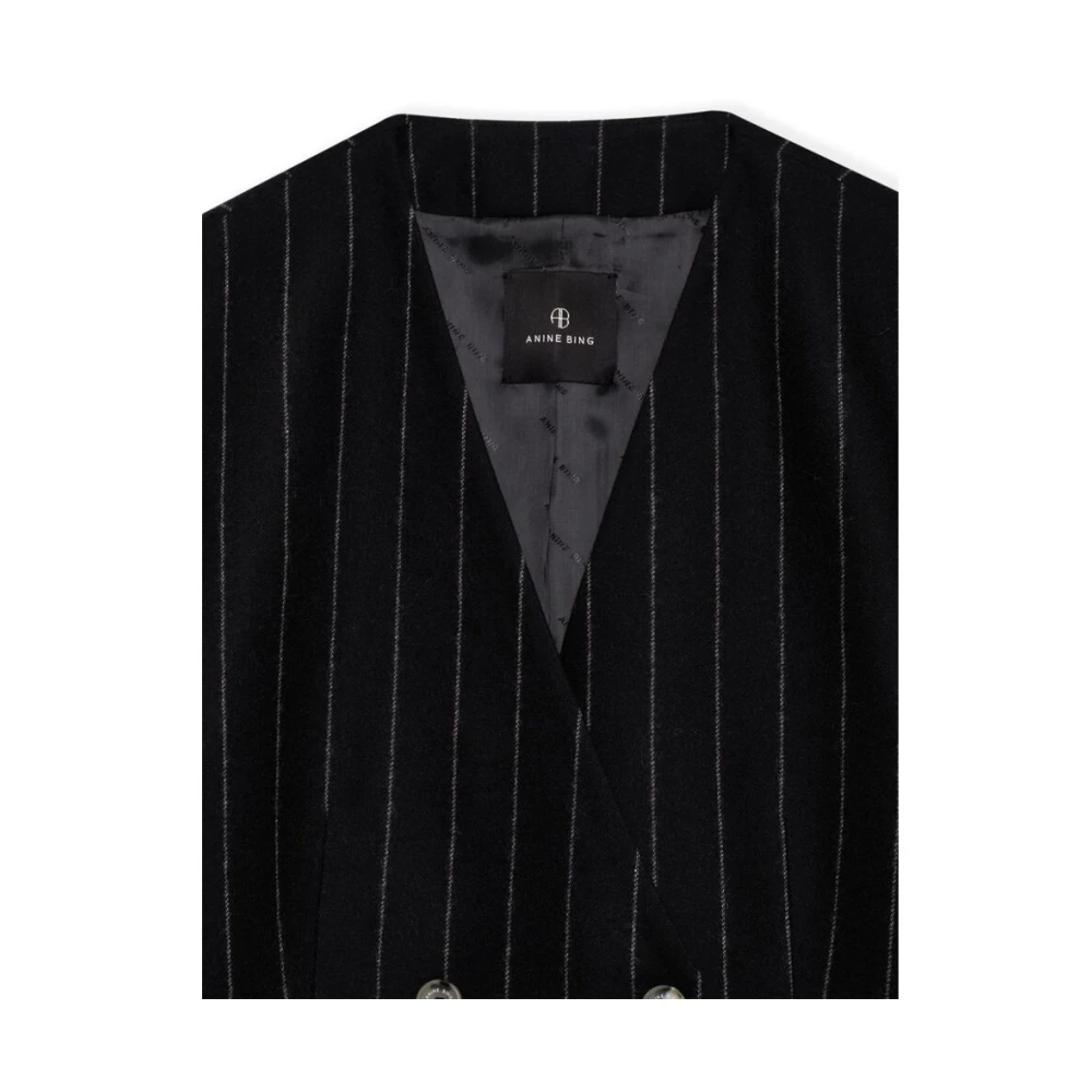 Anine Bing Zwart Wollen Streepjasje Black Dames