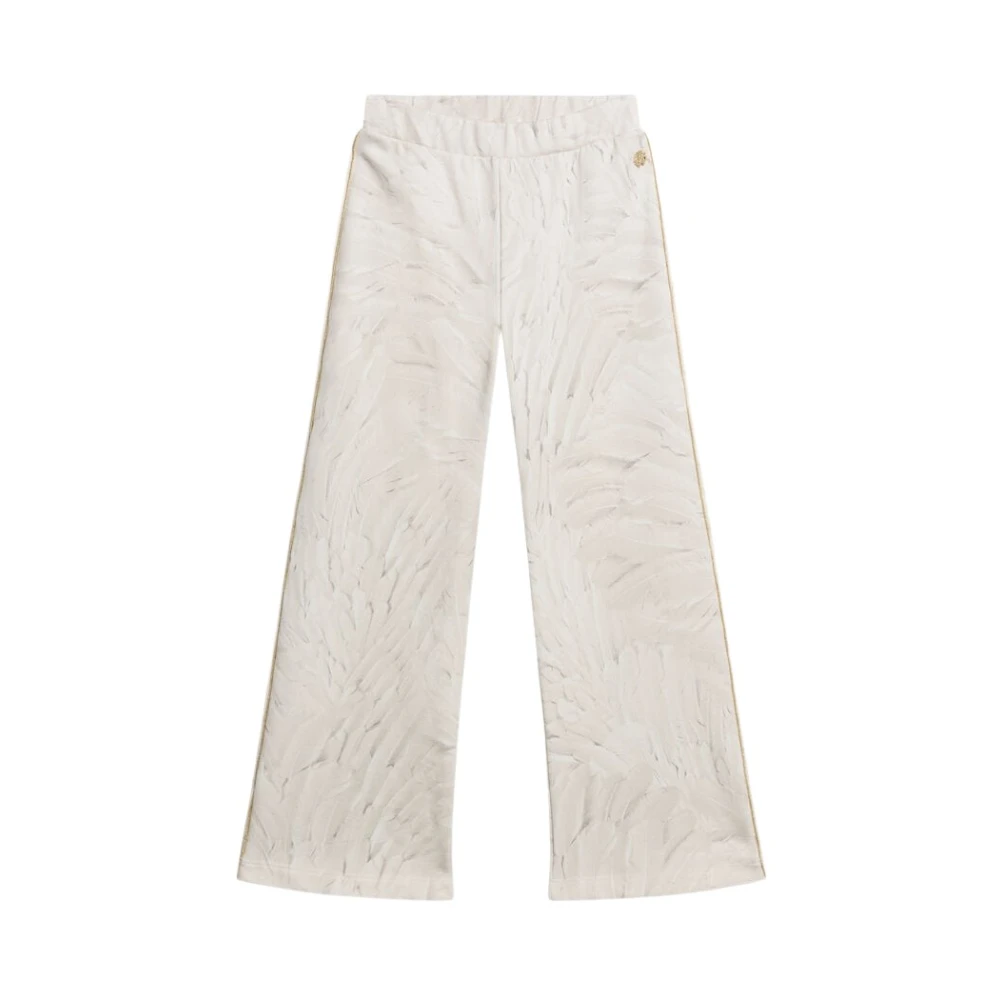 Roberto Cavalli Beige Sweatpants, Female, 10 Y, Allover Plumage Print Trousers