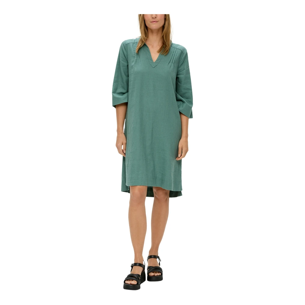 s.Oliver Relaxed Fit Linnenmix Jurk Green Dames