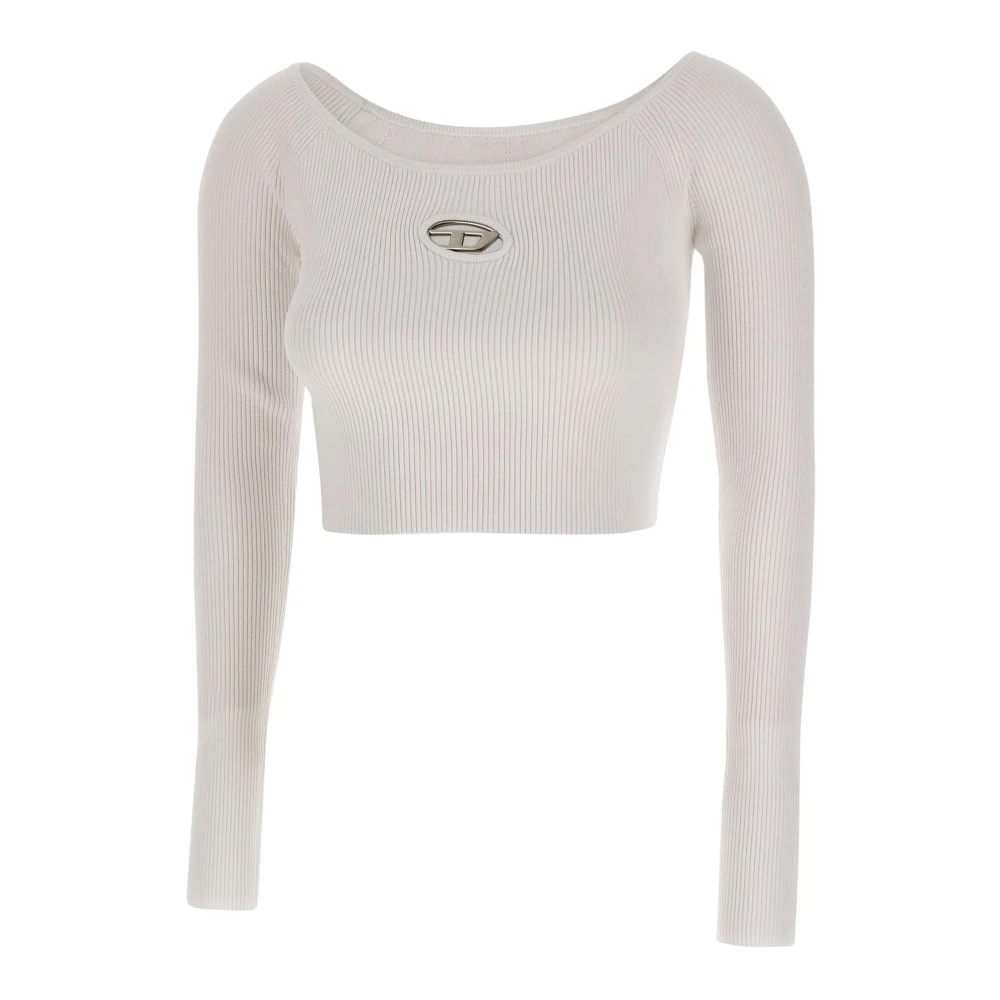 Diesel Metalen Oval D Trui met lange mouwen White Dames